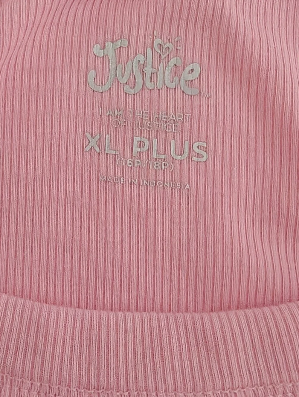 Justice Sport Pink Side Cinch Ribbed Scoop Neck Logo Tank XL Plus +16P/18P